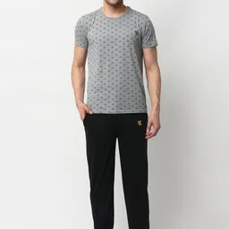 VIMAL JONNEY Men Grey & Black Printed Night suit-image-12