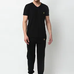 VIMAL JONNEY Men Black Cotton Blend Tracksuit-image-89