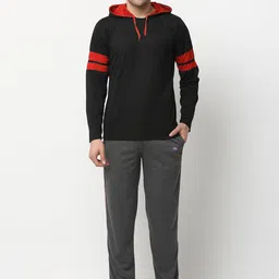 VIMAL JONNEY Men Grey & Black Solid Cotton Blend Track Suit-image-62
