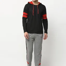 VIMAL JONNEY Men Black & Grey Colourblocked Night suit-picture-18
