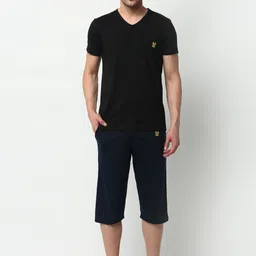 VIMAL JONNEY Men Black & Navy Blue Night Suit-image-61