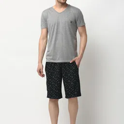 VIMAL JONNEY Men Grey & Black Night suit-image-77