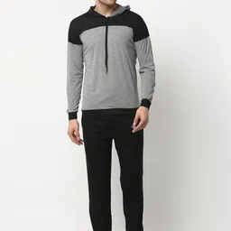 Vimal Jonney Men Grey & Black Cotton Blend Track Suit-image-37