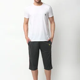 VIMAL JONNEY Men Grey & White Cotton Blend Night Suit-image-54