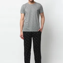 VIMAL JONNEY Men Black & Grey Printed Night suit-image-34