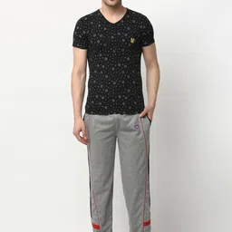VIMAL JONNEY Men Black & Grey Printed Night suit-image-37