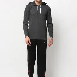 Vimal Jonney Men Grey & Black Pure Cotton Tracksuit-image-10