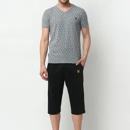 VIMAL JONNEY Men Grey & Black Printed Night Suit-image-45