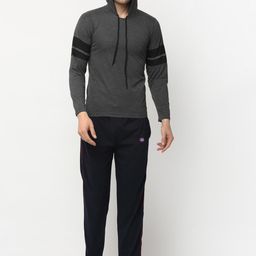 VIMAL JONNEY Men Charcoal Grey Cotton Blend Track Suit-image-35
