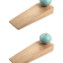 Indianshelf Brown & Green 2 Pieces Wooden Door Stoppers-15