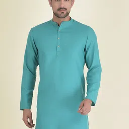 DEYANN Men Green Solid Pure Cotton Kurta with Pyjamas-picture-16