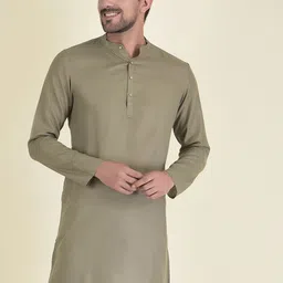 DEYANN Men Green Solid Pure Cotton Kurta with Pyjamas-picture-14