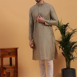 NAMASKAR Ethnic Motifs Self DesignPure Cotton Kurta with Churidar-image-31
