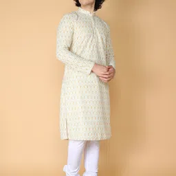 NAMASKAR Men Chikankari Regular Pure Cotton Kurta with Churidar-picture-32