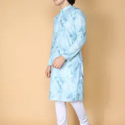 NAMASKAR Men Floral Chikankari Dyed Regular Pure Cotton Kurta with Churidar-picture-10