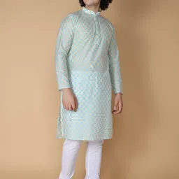 NAMASKAR Men White Regular Pure Cotton Kurta with Churidar-picture-24