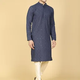 Sultan The King Of Kurta Ethnic Motifs Chikankari Cotton Long Sleeve Kurta With Churidar-image-57