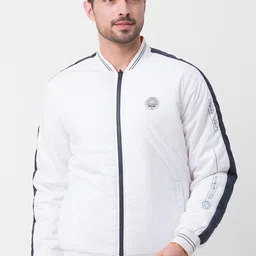 SPYKAR Men White Striped Reversible Bomber Jacket-image-81