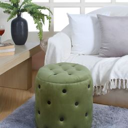Shadowkart Green & Black Velvet Cylindrical With Storage Ottomans-image-92
