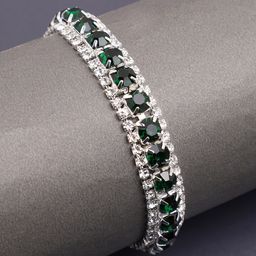 SOHI Women Green & White Silver-Plated Wraparound Bracelet-47