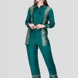 HOUSE OF KIRNA'S WITH LOGO OF HOK Printed Acrylic Shirt With Trousers Co-Ords-23