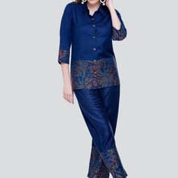 HOUSE OF KIRNA'S WITH LOGO OF HOK Floral Printed Shirt Collar Shirt & Trouser-image-57