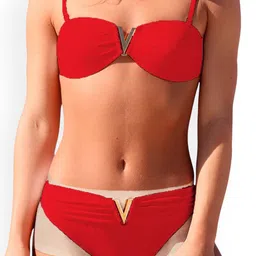 VAGHBHATT V-Shaped Elegant Metal Buckle 2-Pcs Swim Bikini Set-image-9