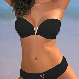 VAGHBHATT Women Strapless V-Neck Swim Bikini Set-image-15