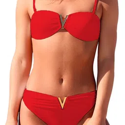 FIMBUL Women Shoulder Straps Swim Bikini Set-image-82