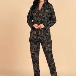 Rudraaksha Creations Printed Crop Top with Shirt & Trouser-28