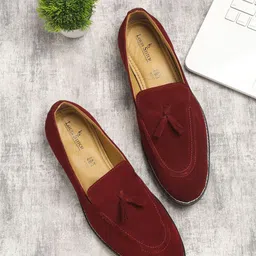LOUIS STITCH Men Red Suede Lightweight Loafers-image-92