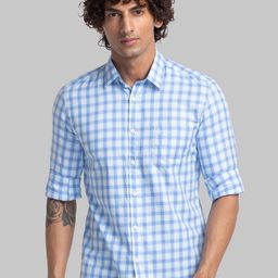 Parx Slim Fit Checked Spread Collar Pure Cotton Casual Shirt-picture-21