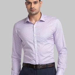 Park Avenue Spread Collar Micro Ditsy Printed Slim Fit Organic Cotton Formal Shirt-image-85