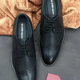 Pelle albero Men Blue Solid Formal Brogues-image-15