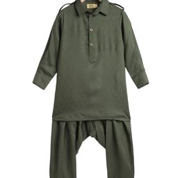 Tiber Taber Boys Geometric Woven Design Regular Kurta With Salwar-10