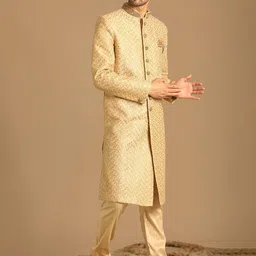 Manyavar Men Self design Mandarin Collar Sherwani Set-10