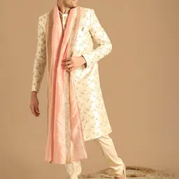 Manyavar Self-Design Cotton Sherwani Set-picture-36