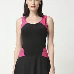 Black Panther Women Sleeveless Colourblocked Swim Set-image-32