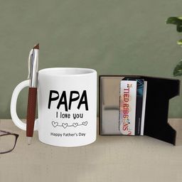 TIED RIBBONS White Fathers Day Gift Set Coffee Mug with Card Holder & Pen-14