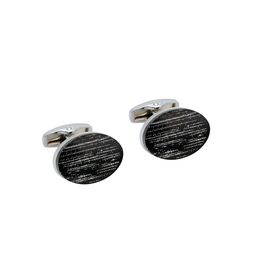 Alvaro Castagnino Silver-Toned & Black Oval Cufflink-image-92