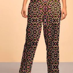 LYRA Printed Relax-Fit Mid-Rise Cotton Lounge Pants-image-9