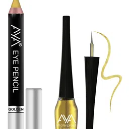 AYA Set of Eye Pencil Kajal Eyeliner & Waterproof Eyeliner - Golden-57