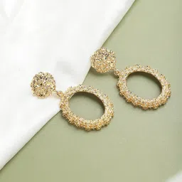 SOHI Gold-Plated Circular Shaped Drop Earrings image 1