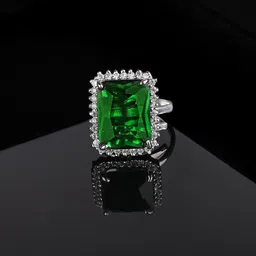Estele Rhodium-Plated CZ-Studded Adjustable Finger Ring-44