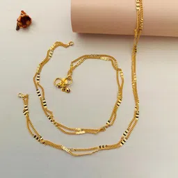 Sangria Gold Toned Set Of 2 Gold-Plated Stones and Beads Anklets-3