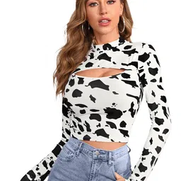 ODETTE Abstract Printed Crepe Crop Top-8