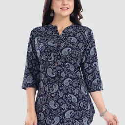Saree Swarg Navy Blue Paisley Printed Kurti-picture-19
