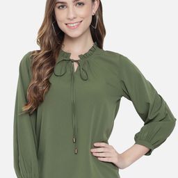 ALL WAYS YOU Tie-Up Neck Cuffed Sleeves Regular Top-image-43