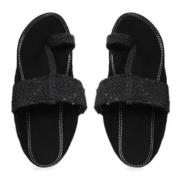 Aristitch Men Black Textured Comfort Sandals-image-15