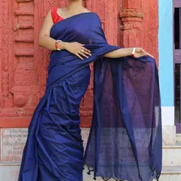 ODETTE Tassel Border Solid Saree-picture-30